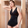 UJR收腹背心收小肚子緊身束腰緊身無(wú)痕蕾絲V領(lǐng)打底塑身衣分體上半身 黑色 L 適合85-100斤 曬單實(shí)拍圖