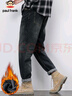 大嘴猴（paul frank）牛仔褲男士秋冬季褲子男美式復古潮牌休閑褲男褲修身長(cháng)褲黑色加絨 曬單實(shí)拍圖