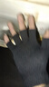 鉆后手套保暖男半截秋冬男半指露指半截手套防寒學(xué)生打寫(xiě)字觸屏毛線(xiàn)手 純黑色1雙 曬單實(shí)拍圖