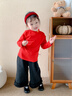 嘟嘟家兒童打底衫拜年服冬款寶寶長(cháng)袖t恤冬裝男童過(guò)年衣服女童新年童裝 紅色 100 曬單實(shí)拍圖