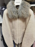 付智恩 北海道戀曲 美利奴皮毛一體拼接層次染色貉子毛領(lǐng)皮草外套 米杏色 M 曬單實(shí)拍圖