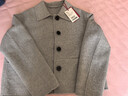 鄂爾多斯1980羊毛羊絨雙面呢翻領(lǐng)通勤女裝毛呢短外套25秋冬新品 淺灰 S 160/80A 曬單實(shí)拍圖