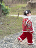 G.duck小黃鴨女童拜年服兒童漢服冬季加絨中小童唐裝女寶寶中國風(fēng)兩件套 紅色 90 尺碼1~2歲【 80-90cm】 曬單實(shí)拍圖