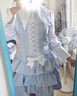TO ALICE【To Alice】熊之原創(chuàng  )lolita古早昭和蛋糕三層裙擺背帶裙襯衫套裝 C8778淺藍背帶裙 L 曬單實(shí)拍圖