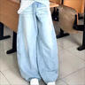 梵昇昱女士闊腿牛仔褲2026春夏新款淺藍色小個(gè)子高腰顯瘦垂感寬松拖地褲 寬松闊腿牛仔褲【淺藍色長(cháng)褲】 S 80-95 曬單實(shí)拍圖