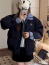 魯雅爾韓系假兩件拼接羽絨棉服女秋冬季保暖防寒棉衣加厚面包服棉襖外套 藍色 [高品質(zhì)] M 曬單實(shí)拍圖