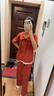 望點(diǎn)睡衣女春秋款韓版高級感長(cháng)袖家居服套裝可外穿2025年新款秋天女 1400-紅色娃娃領(lǐng)短袖長(cháng)褲 L 曬單實(shí)拍圖