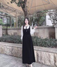 香影赫本風(fēng)絲絨連衣裙女2025冬季新款木耳邊系帶領(lǐng)黑色假兩件裙子 黑色 XL 170/92A/125-140斤 曬單實(shí)拍圖