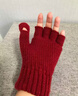 暢印加厚半指手套秋冬季加絨針織防寒保暖半截寫(xiě)字毛線(xiàn)漏指手套簡(jiǎn)約 A74雙層加蓋咖啡色 曬單實(shí)拍圖