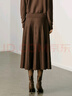 顏域咖色中長(cháng)款百褶裙女2025新款秋冬通勤百搭裙子高腰A字半身裙 咖色 M/38 曬單實(shí)拍圖
