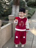班喜迪兒童漢服套裝冬裝新款女寶寶周歲禮服男童秋冬季國風(fēng)唐裝拜年衣服 紅色 100 曬單實(shí)拍圖