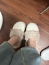 細細條（XIXITIAO）秋冬季針織毛線(xiàn)麻花棉拖鞋ins毛絨厚底休閑防滑復古居家鞋 白色【時(shí)尚毛絨針織麻花】 36-37 【標準碼】 曬單實(shí)拍圖