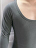 VeniMasee隱形大圓領(lǐng)上衣超低領(lǐng)保暖內衣加絨加厚雙面抓絨緊身打底衫男士冬 黑灰色 L 【推薦體重110-140斤】 曬單實(shí)拍圖