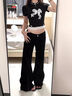 趣米樂(lè )黑色潮流微喇牛仔褲女夏季新款高腰顯瘦小個(gè)子寬松闊腿直筒長(cháng)褲 黑色【常規款】 M 曬單實(shí)拍圖