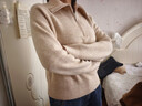 太平鳥(niǎo)女裝針織衫軟糯半門(mén)襟翻領(lǐng)毛衫女冬裝上衣內搭毛衣 米色 M 曬單實(shí)拍圖