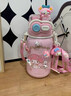 三麗鷗（SANRIO）保溫杯卡通可愛(ài)女生兒童便攜提手背帶水杯雙飲吸管杯 美樂(lè )蒂（提手+背帶+掛件） 曬單實(shí)拍圖