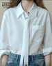 Teenie Weenie小熊女裝天絲棉襯衫秋季領(lǐng)帶氣質(zhì)通勤襯衣 白色 S 曬單實(shí)拍圖