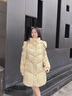 香影鵝黃色羽絨服女中長(cháng)款2025冬季新款甜美蓬松90白鴨絨連帽外套 透明黃 S 155/80A/85-95斤 曬單實(shí)拍圖