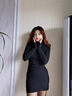 妙奕嘉連衣裙冬季黑色長(cháng)袖韓系穿搭冬天裙子配大衣修身包臀裙冬裙小媽裙 黑色長(cháng)袖辣妹包臀裙 L 【建議95-105斤】 曬單實(shí)拍圖