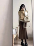 塔馳密司（touchmiss）包臀魚(yú)尾半身裙女秋2025新款小個(gè)子氣質(zhì)通勤高腰修身顯瘦裙子LSY 咖色 M 曬單實(shí)拍圖