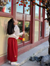 嘟嘟家兒童褲子新中式冬裝男童紅色長(cháng)褲拜年服冬季女童燈籠褲年裝休閑褲 紅色 120 曬單實(shí)拍圖