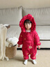 G.duck小黃鴨拜年服嬰兒羽絨服冬季外出服喜慶連體衣滿(mǎn)月女寶寶百天衣服 紅色 66 0-3月（建議寶寶4-6公斤左右)cm 曬單實(shí)拍圖