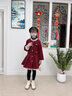 G.duck小黃鴨女童連衣裙秋冬季拜年服兒童裙子加厚保暖中大童冬裝小香風(fēng) 紅色裙子 120 建議4-5歲【110-120cm】 曬單實(shí)拍圖