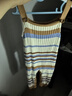 巴厘小豬嬰兒背帶褲舉重褲條紋毛線(xiàn)長(cháng)褲男女寶純棉連體衣秋冬 藍黃條紋 90 cm 曬單實(shí)拍圖