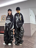 NAOISKEY?腦斯基兒童街舞演出服男童機車(chē)服裝少兒hiphop架子鼓童裝女童嘻哈套裝潮 黑白長(cháng)袖5星盾 130 曬單實(shí)拍圖