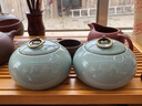 胖東來(lái)同款熱賣(mài)哥窯汝窯龍泉青瓷密封茶葉罐梅子青冰裂陶瓷儲藏茶葉藥 大號鐵環(huán)哥窯開(kāi)片（粉青 250ml 曬單實(shí)拍圖