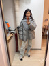 edition羽絨服女秋季毛織披肩圍脖輕暖鵝絨泡芙羽絨服 煙灰色 S 曬單實(shí)拍圖