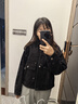 哈吉斯（HAZZYS）女裝 秋季款女士【PHIZ系列】燈芯絨拼接領(lǐng)箱型牛仔夾克女 黑色BK S (155/80A 36) 曬單實(shí)拍圖