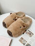 樸西冬季保暖卡皮巴拉棉拖鞋情侶款室外防滑防風(fēng)舒適棉花糖絨棉拖鞋女 榛子棕 36-37 曬單實(shí)拍圖