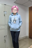 Teenie Weenie小熊秋冬裝學(xué)院風(fēng)藍色T恤索羅娜加絨連帽衛衣套頭衫 淺藍色 S (160) 曬單實(shí)拍圖