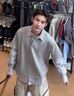 EffieGull假兩件衛衣男士秋季新款寬松潮流高級襯衫翻領(lǐng)長(cháng)袖外套上衣男 灰色 L 曬單實(shí)拍圖