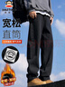 大嘴猴（paul frank）牛仔褲男士秋冬季直筒褲子男美式復古寬松休閑褲男褲長(cháng)褲 黑色 XL 曬單實(shí)拍圖
