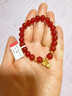 石玥珠寶收藏級8mm紅瑪瑙手串黃金并蒂蓮本命年轉運水晶瑪瑙手鏈男女士款 曬單實(shí)拍圖
