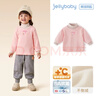 JELLYBABY[遠紅外]女童加絨T恤兒童春冬男童半高領(lǐng)保暖打底衫5寶寶冬裝上衣 粉色 100 CM 曬單實(shí)拍圖