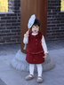 班喜迪女童套裝冬裝新款寶寶公主周歲禮服兒童加絨馬甲裙子冬季拜年衣服 紅色 90 曬單實(shí)拍圖