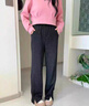 班尼路（Baleno）人字紋休閑褲女2025秋冬季新款高腰藏肉開(kāi)叉設計加絨保暖直筒長(cháng)褲 曬單實(shí)拍圖