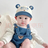 小野七天嬰兒帽子春秋季寶寶鴨舌帽可愛(ài)超萌嬰幼兒男女兒童遮陽(yáng)防曬棒球帽 藍色小熊42-48（3-24個(gè)月） 曬單實(shí)拍圖