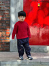 嘟嘟家男童牛仔褲加絨冬季女童褲子冬裝兒童長(cháng)褲國風(fēng)新年衣服寶寶拜年服 牛仔藍色 100 曬單實(shí)拍圖