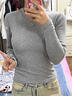 拉夏貝爾圓領(lǐng)長(cháng)袖打底衫女美式正肩內搭純色時(shí)尚百搭修身上衣 深灰色 M 曬單實(shí)拍圖
