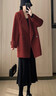 皮爾卡丹（pierre cardin）安可拉紅色雙面羊絨大衣女2025秋冬新款羊毛呢子大衣女外套小個(gè)子 安可拉紅色 S 建議90-100斤 曬單實(shí)拍圖