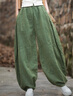 蘑菇同學(xué)加絨加厚棉麻燈籠褲女大碼女褲冬蘿卜褲休閑褲寬松復古闊腿哈倫褲 綠色 L 建議110-125斤 曬單實(shí)拍圖