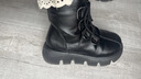 回力瑞【廠(chǎng)牌】真皮羊毛雪地靴女冬季英倫保暖棉鞋皮毛一體厚底中 黑色 35 曬單實(shí)拍圖