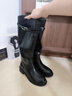 ZHR則則長(cháng)筒靴女冬加絨增高顯瘦騎士靴配裙子英倫皮帶扣靴子FK32A黑色37 曬單實(shí)拍圖