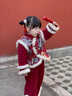 G.duck小黃鴨拜年服女童漢服冬季兒童國風(fēng)套裝寶寶周歲禮服女孩過(guò)年衣服 紅色 90 建議80-90cm1歲半-2歲 曬單實(shí)拍圖