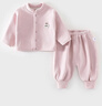 多嘻?？▽殞殜W粒絨套裝秋冬保暖嬰兒衣服女童兩件套兒童春裝 兔子粉 90 曬單實(shí)拍圖