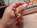 中國黃金（CHINA GOLD）黃金紅瑪瑙貔貅手鏈男女款足金轉運珠手串新年節生日禮物送愛(ài)人 【今/次日達】8mm紅瑪瑙+1只貔貅2顆金珠約2.8g 曬單實(shí)拍圖